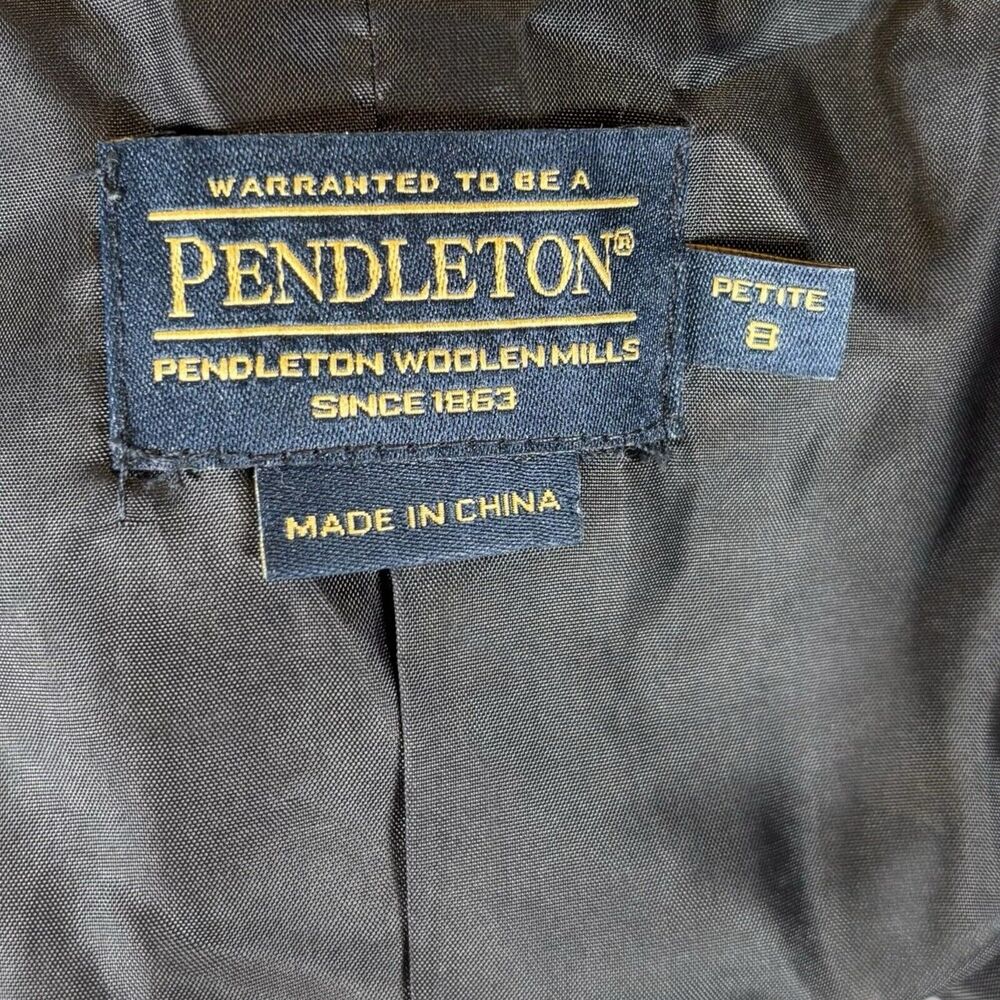 Pendleton Boucle Blazer Jacket Womens Size 8P Wool Blend Black White Gray Petite - Picture 9 of 11